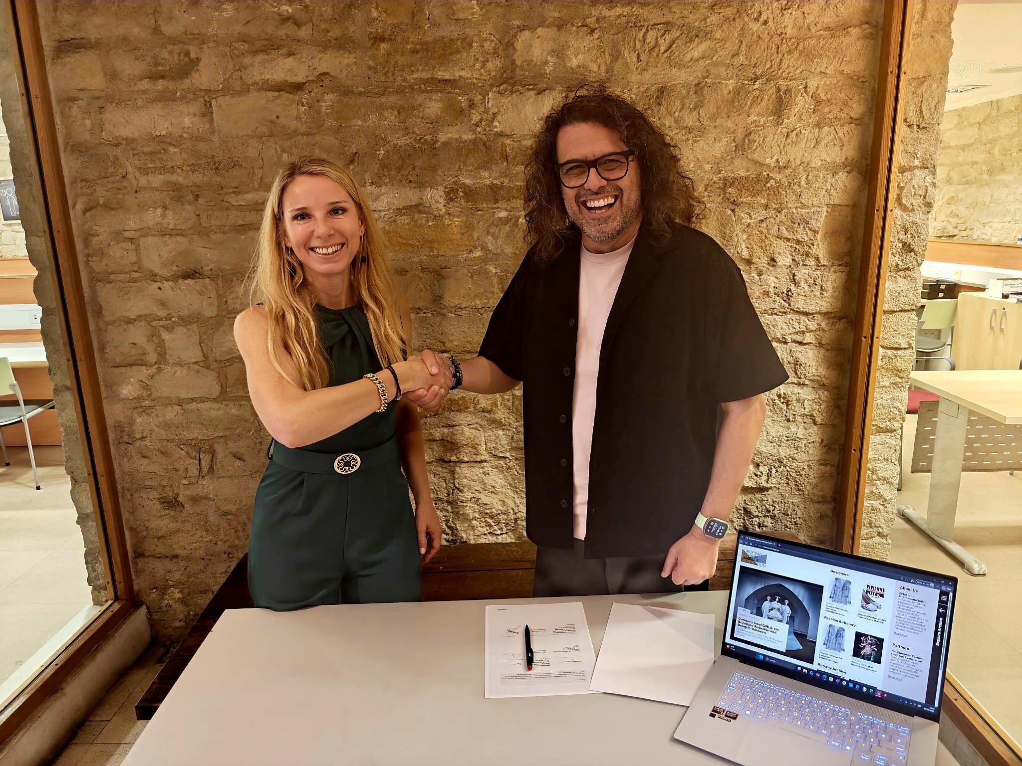 Ines Vodopivec, Secretary General of AI4LAM, and Marco Rendina, Managing Director of the European Fashion Heritage Association
